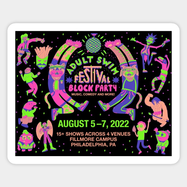 adult swim festival block party philadelphia 2022 Sticker by Olympussure